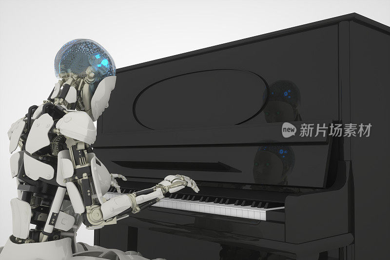 AI play piano on white